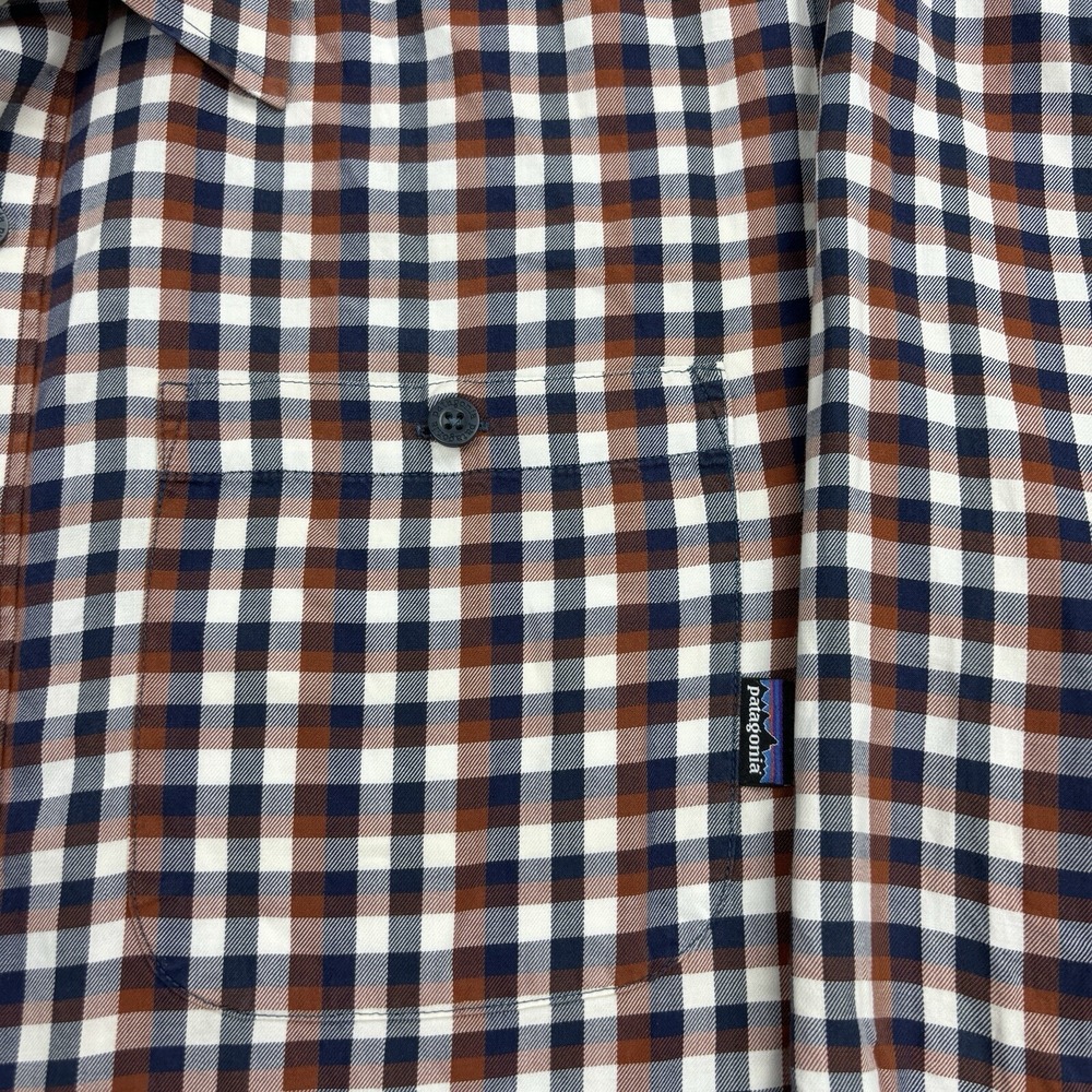 Patagonia Button Up Shirt Men's Medium Brown Plaid Check Long Sleeve Cotton - Picture 6 of 10